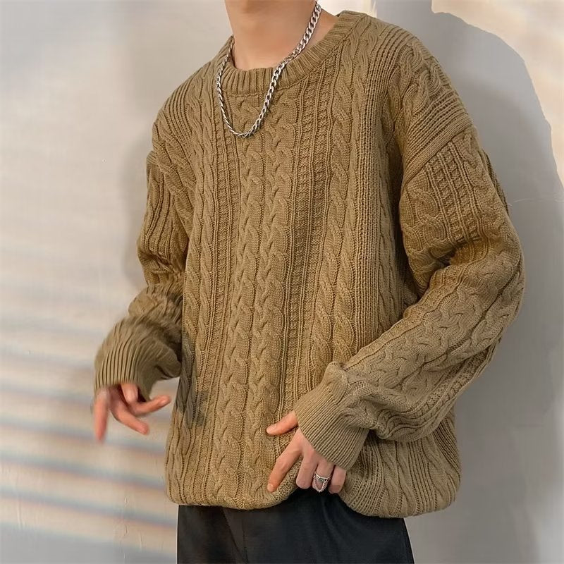 Winter-Rollkragenpullover im japanischen Retro-Zopfmuster für Herren