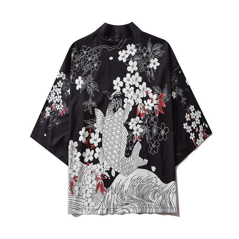 Seven Sleeves Kimono, Cardigan Coat with Print