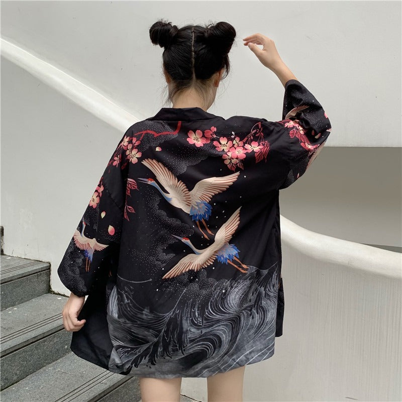 Kimono für Damen, japanischer Ukiyoe-Druck, traditioneller Kimono