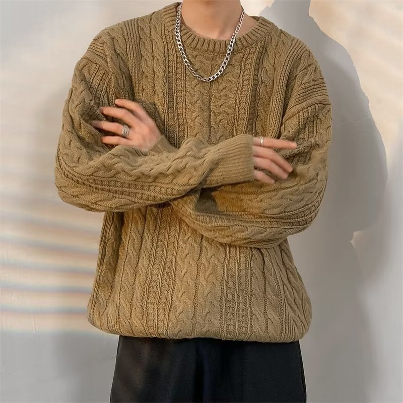 Winter-Rollkragenpullover im japanischen Retro-Zopfmuster für Herren
