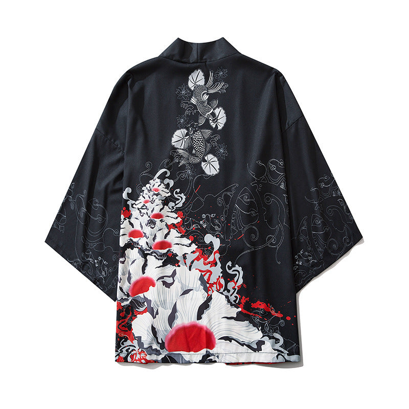Seven Sleeves Kimono, Cardigan Coat with Print