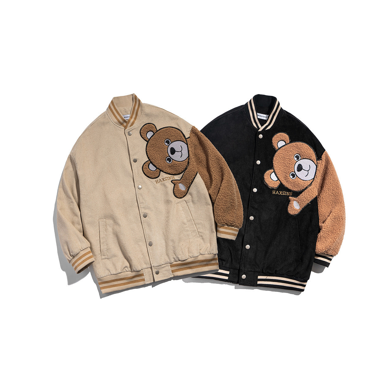 Japanische Retro-Bär-Flocking-Overalljacke für Herren