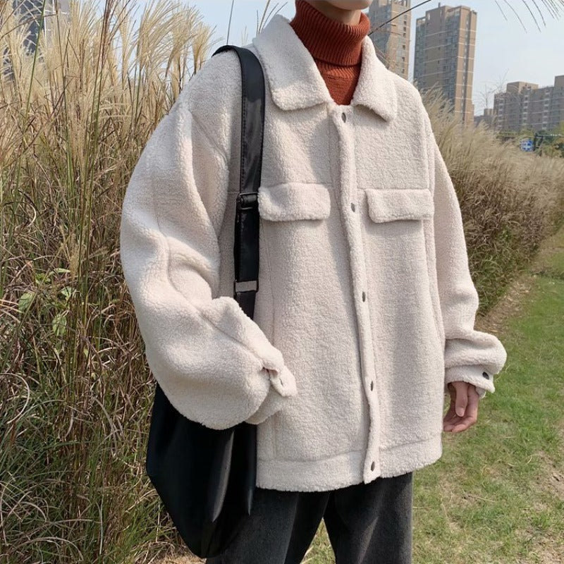 Japanischer Ins Berber Fleece Baumwollmantel Herren