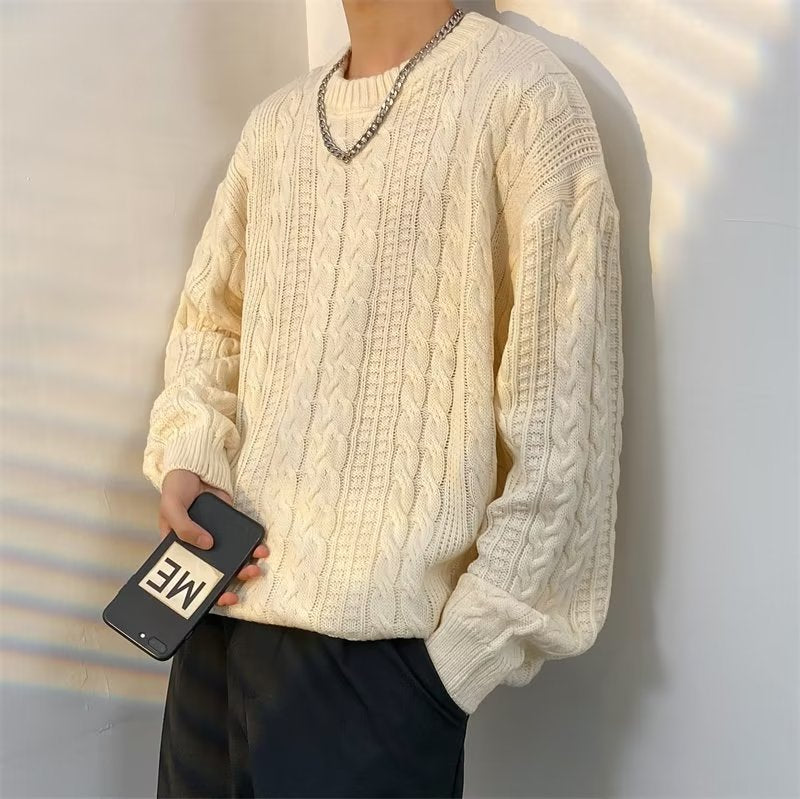 Winter-Rollkragenpullover im japanischen Retro-Zopfmuster für Herren