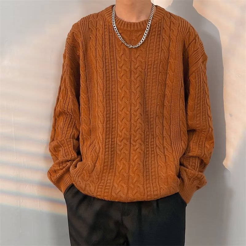 Winter-Rollkragenpullover im japanischen Retro-Zopfmuster für Herren