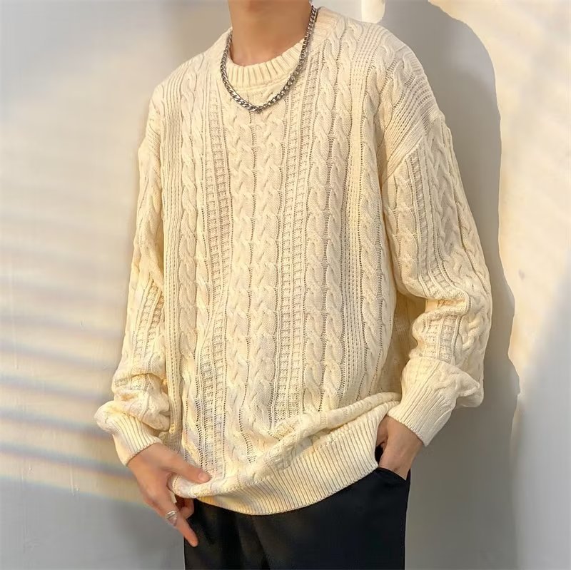 Winter-Rollkragenpullover im japanischen Retro-Zopfmuster für Herren