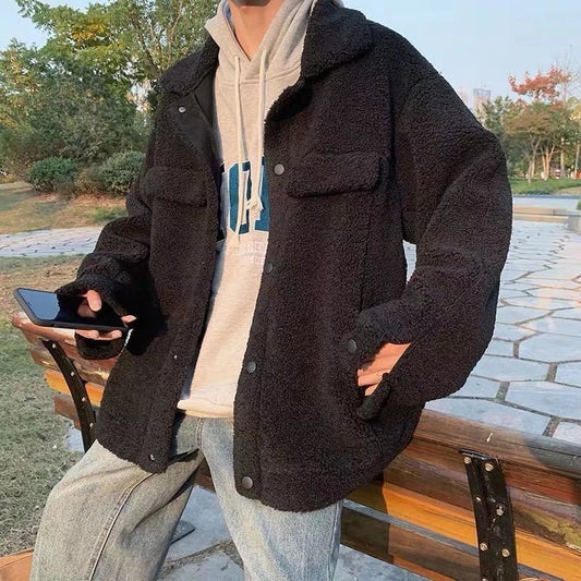 Japanese Ins Berber Fleece Cotton Coat Men