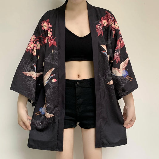 Kimono für Damen, japanischer Ukiyoe-Druck, traditioneller Kimono