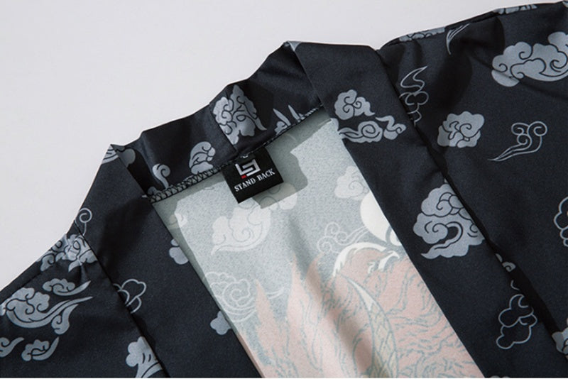 Seven Sleeves Kimono, Cardigan Coat with Print