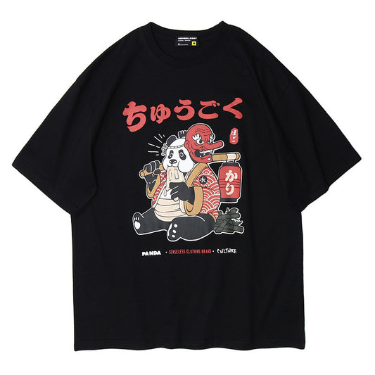 T-Shirt mit japanischem Panda-Print für Männer und Frauen